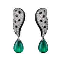 Earrings Cartier Panthere de Cartier, white gold, diamonds, onyx, emeralds Earrings Cartier Panthere de Cartier, white gold, diamonds, onyx, emeralds