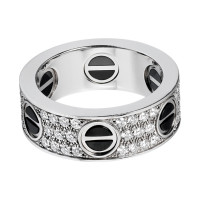 Ring Cartier Love, white gold, diamonds, ceramics