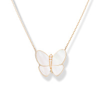 Van Cleef & Arpels Butterfly pendant, yellow gold, diamonds, mother-of-pearl Van Cleef & Arpels Butterfly pendant, yellow gold, diamonds, mother-of-pearl