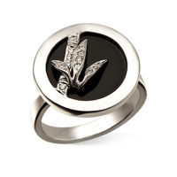Ring Carrera y Carrera Baile de Bambu, white gold, diamonds, onyx Ring Carrera y Carrera Baile de Bambu, white gold, diamonds, onyx