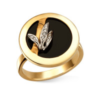 Ring Carrera y Carrera Baile de Bambu, white, yellow gold, diamonds, onyx Ring Carrera y Carrera Baile de Bambu, white, yellow gold, diamonds, onyx