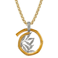 Pendant Carrera y Carrera Bambu Tao Medium, white, yellow gold, diamonds Pendant Carrera y Carrera Bambu Tao Medium, white, yellow gold, diamonds