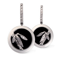 Earrings Carrera y Carrera Bambu, white gold, diamonds, onyx Earrings Carrera y Carrera Bambu, white gold, diamonds, onyx