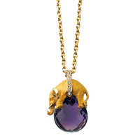 Pendant Carrera y Carrera Bestiario Elephant, yellow gold, diamonds, amethyst Pendant Carrera y Carrera Bestiario Elephant, yellow gold, diamonds, amethyst