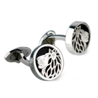 Cufflinks Carrera y Carrera Bestiario Leon, white gold, onyx Cufflinks Carrera y Carrera Bestiario Leon, white gold, onyx