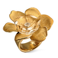 Ring Carrera y Carrera Gardenias Maxi, yellow gold, diamond, crystal