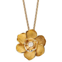 Pendant Carrera y Carrera Gardenias, yellow gold, diamond, crystal