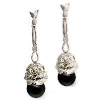 Earrings Carrera y Carrera Gardenias, white gold, diamonds, onyx Earrings Carrera y Carrera Gardenias, white gold, diamonds, onyx