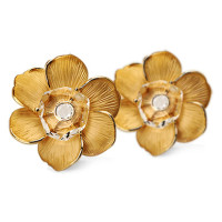 Earrings Carrera y Carrera Gardenias, yellow gold, diamonds, crystal