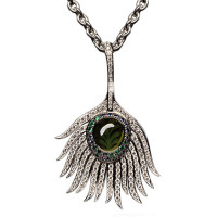 Pendant Carrera y Carrera Peacock, white gold, diamonds, precious stones Pendant Carrera y Carrera Peacock, white gold, diamonds, precious stones