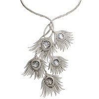 Necklace Carrera y Carrera Peacock, white gold, diamonds, crystal