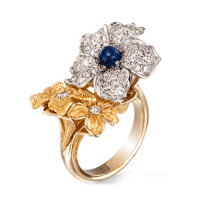 Ring Carrera y Carrera Emperatriz, white and yellow gold, diamonds, sapphire Ring Carrera y Carrera Emperatriz, white and yellow gold, diamonds, sapphire