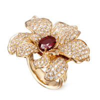 Ring Carrera y Carrera Orquideas, yellow gold, diamonds, ruby Ring Carrera y Carrera Orquideas, yellow gold, diamonds, ruby