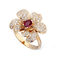 Ring Carrera y Carrera Orquideas, yellow gold, diamonds, ruby Ring Carrera y Carrera Orquideas, yellow gold, diamonds, ruby