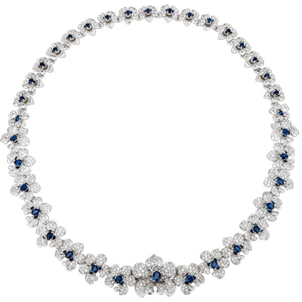 Necklace Carrera y Carrera Orquideas, white gold, diamonds, sapphires Necklace Carrera y Carrera Orquideas, white gold, diamonds, sapphires