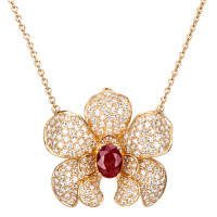 Necklace Carrera y Carrera Orquideas, yellow gold, diamonds, rubies Necklace Carrera y Carrera Orquideas, yellow gold, diamonds, rubies