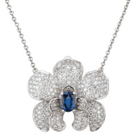 Necklace Carrera y Carrera Orquideas, white gold, diamonds, sapphire Necklace Carrera y Carrera Orquideas, white gold, diamonds, sapphire