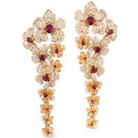 Earrings Carrera y Carrera Orquideas, yellow gold, diamonds, ruby Earrings Carrera y Carrera Orquideas, yellow gold, diamonds, ruby
