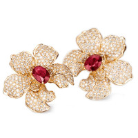 Earrings Carrera y Carrera Orquideas, yellow gold, diamonds, rubies Earrings Carrera y Carrera Orquideas, yellow gold, diamonds, rubies