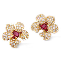 Earrings Carrera y Carrera Orquideas, yellow gold, diamonds, rubies Earrings Carrera y Carrera Orquideas, yellow gold, diamonds, rubies