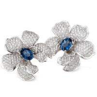Earrings Carrera y Carrera Orquideas, white gold, diamonds, sapphires Earrings Carrera y Carrera Orquideas, white gold, diamonds, sapphires