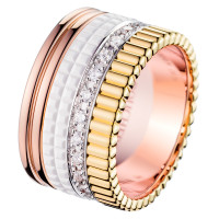 Ring Boucheron Quatre, white, yellow, pink gold, ceramics, diamonds Ring Boucheron Quatre, white, yellow, pink gold, ceramics, diamonds