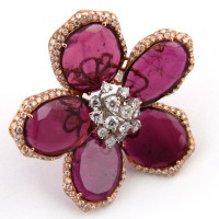 Luca Carati ring, white, rose gold, diamonds, tourmaline