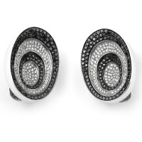 Zancan earrings, white gold, white, black diamonds Zancan earrings, white gold, white, black diamonds