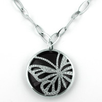 Luca Carati pendant, white gold, diamonds, onyx