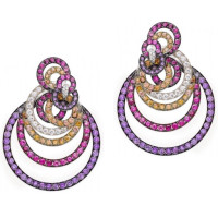deGrisogono Gypsy earrings, white gold, diamonds, multi-colored stones deGrisogono Gypsy earrings, white gold, diamonds, multi-colored stones