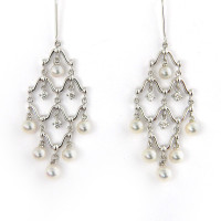 Gianni Lazzaro earrings, white gold, diamonds, pearls Gianni Lazzaro earrings, white gold, diamonds, pearls