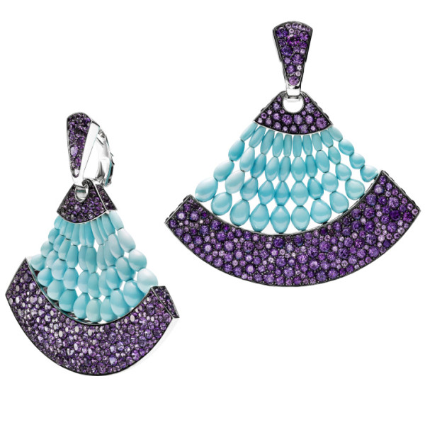 Ohrringe de Grisogono Melody Of Colours, Weißgold, Türkis, Amethyst Ohrringe de Grisogono Melody Of Colours, Weißgold, Türkis, Amethyst