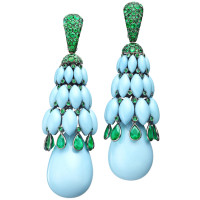 Earrings de Grisogono Melody Of Colors, white gold, emeralds, turquoise Earrings de Grisogono Melody Of Colors, white gold, emeralds, turquoise