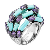 Ring de Grisogono Melody Of Colors, white gold, diamonds, amethyst, turquoise Ring de Grisogono Melody Of Colors, white gold, diamonds, amethyst, turquoise