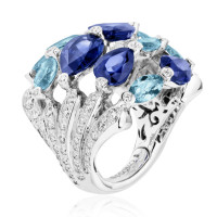 Ring de Grisogono Melody Of Colors, white gold, diamonds, sapphires, aquamarines Ring de Grisogono Melody Of Colors, white gold, diamonds, sapphires, aquamarines