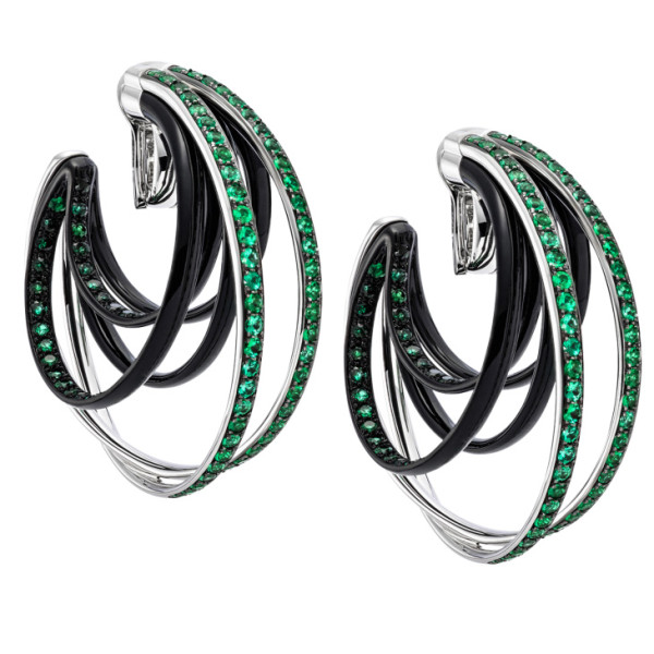 Earrings de Grisogono Allegra, white gold, Avional, emeralds Earrings de Grisogono Allegra, white gold, Avional, emeralds