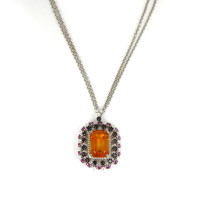 Georgio Visconti citrine pendant, white gold, diamonds, emeralds