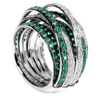 Ring de Grisogono Allegra, white gold, diamonds, emeralds Ring de Grisogono Allegra, white gold, diamonds, emeralds