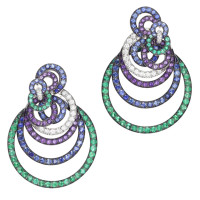 Earrings de Grisogono Gypsy, white gold, diamonds, emeralds, sapphires, amethyst Earrings de Grisogono Gypsy, white gold, diamonds, emeralds, sapphires, amethyst