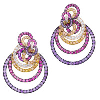 Earrings de Grisogono Gypsy, pink gold, diamonds, sapphires, amethyst, spinel Earrings de Grisogono Gypsy, pink gold, diamonds, sapphires, amethyst, spinel
