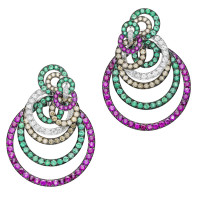 Earrings de Grisogono Gypsy, pink gold, diamonds, emeralds, rubies Earrings de Grisogono Gypsy, pink gold, diamonds, emeralds, rubies