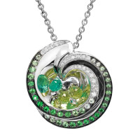 Pendant de Grisogono Chiocciolina, white gold, diamonds, tsavorites, emerald, peridots Pendant de Grisogono Chiocciolina, white gold, diamonds, tsavorites, emerald, peridots