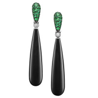 Earrings de Grisogono Gocce, white gold, emeralds, diamonds, onyx Earrings de Grisogono Gocce, white gold, emeralds, diamonds, onyx