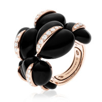 Ring de Grisogono Conchiglietta, pink gold, titanium, diamonds, jet Ring de Grisogono Conchiglietta, pink gold, titanium, diamonds, jet