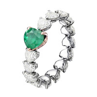 Ring de Grisogono Cuore, white, pink gold, diamonds, emerald Ring de Grisogono Cuore, white, pink gold, diamonds, emerald