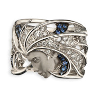 Magerit Atlantis Sirena Aire ring, white gold, diamonds, sapphires