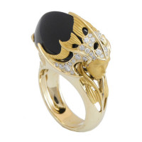 Magerit Atlantis ring, yellow gold, diamonds, onyx
