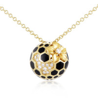 Magerit Nature Honeycomb Pendant, yellow gold, diamonds