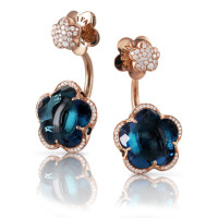 Earrings Pasquale Bruni Bon Ton, pink gold, topaz, diamonds