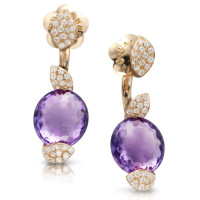 Earrings Pasquale Bruni Petit Secret, pink gold, diamonds, amethyst Earrings Pasquale Bruni Petit Secret, pink gold, diamonds, amethyst